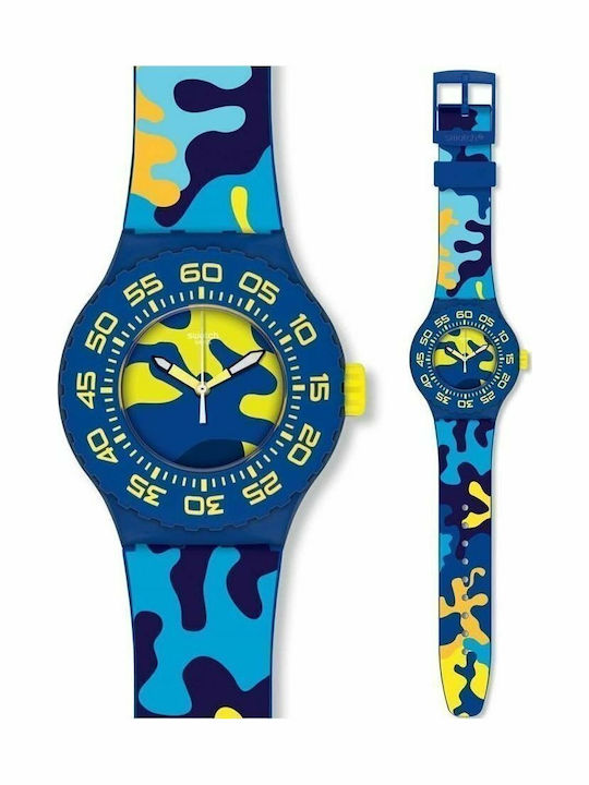 Swatch Out In The Wild Ανδρικό Ρολόι 44mm Μπαταρίας με Καουτσούκ Λουράκι