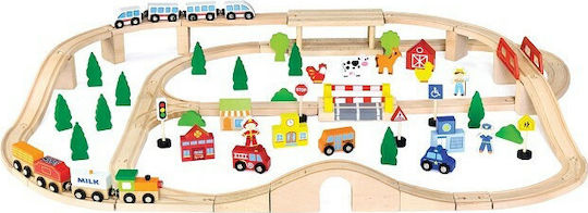 Viga Toys Set with Train made of Wood for 3++ Years