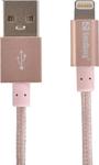Sandberg Braided USB to Lightning Cable Ροζ Χρυσό 1m (480-07)