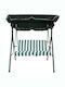 Swing 2 Garten & Veranda Schaukel mit Basis und Kissen 2 Sitze Metallisch Grün L138xB110xH153cm