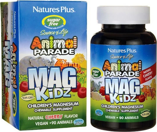 Nature's Plus Animal Parade Mag Kidz Магнезий 90 жулими таблетки Череша