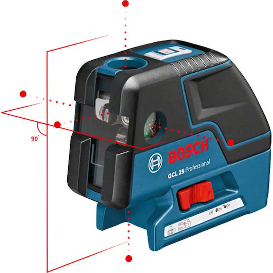 Bosch GCL 25 Professional Самонивелиращо Лазерен нивелир Точков Червен лъч 1.5V с Работен обхват 30м