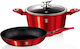 Berlinger Haus Metallic Line Cookware Set of Aluminum with Stone Coating Burgundy Collection 3pcs
