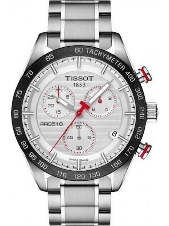 Tissot Ανδρικό Ρολόι 42mm Χρονογράφος Μπαταρίας με Ασημί Μεταλλικό Μπρασελέ