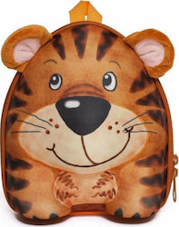 Okiedog Wild Pack Tiger Σχολική Τσάντα Πλάτης Νηπιαγωγείου σε Καφέ χρώμα Μ23 x Π12 x Υ27cm