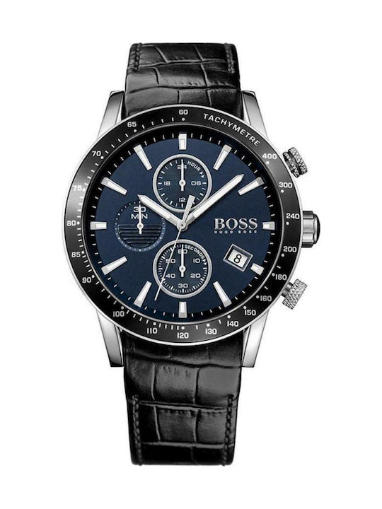 Hugo Boss Rafale Watch Chronograph Battery with Black Leather Strap