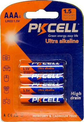 Pkcell 4 Pack Alkaline Batteries AAA Ultra 1.5V