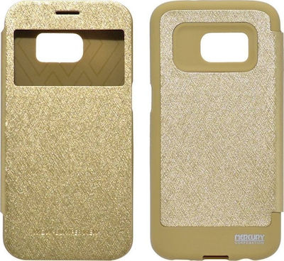 Mercury Wow Bumper Synthetic Leather Book Gold (Galaxy S7)