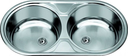 Gloria Globall II 18-1201 Drop-In Chiuvetă Inox Satinat L89xW47.5cm Argintiu