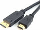 Кабел DisplayPort мъжки - HDMI мъжки 3м Черен (18274)
