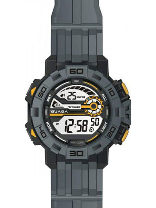 Jaga M1148 Grey / Yellow Digital Herrenuhr 44mm Batterie mit Gray Kautschukarmband