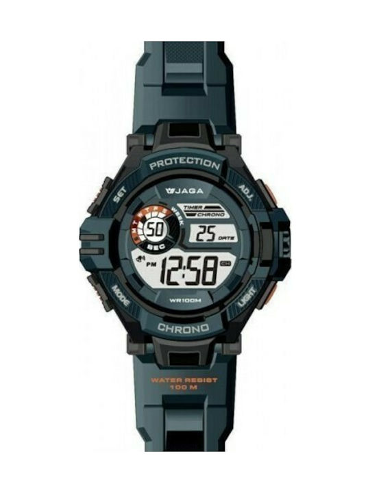 Jaga M1134GY Grey Digital Uhr Batterie mit Gray Kautschukarmband