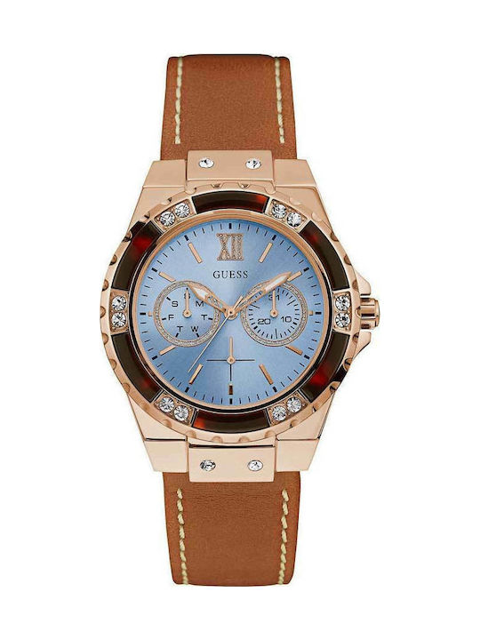 Guess Multifunction Watch Chronograph with Brown Leather Strap