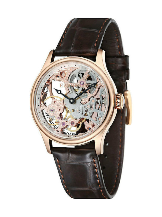 Thomas Earnshaw Bauer Watch Automatic with Brown Leather Strap