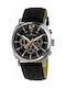 Jacques Lemans Lugano Watch Chronograph Battery with Black Leather Strap