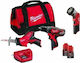 Milwaukee M12 BPDHZ-202B Set Impact Drill Driver & Reciprocating Saw & Lens 12V with 2 Batteries 2Ah and Case