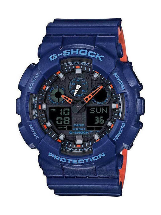 Casio G-Shock Αναλογικό/Ψηφιακό Ανδρικό Ρολόι 51.2mm Χρονογράφος Μπαταρίας με Μπλε Καουτσούκ Λουράκι