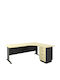 Corner Professional Office Superior Compact Wooden Black / Natural with Metal Legs 180x150x75cm