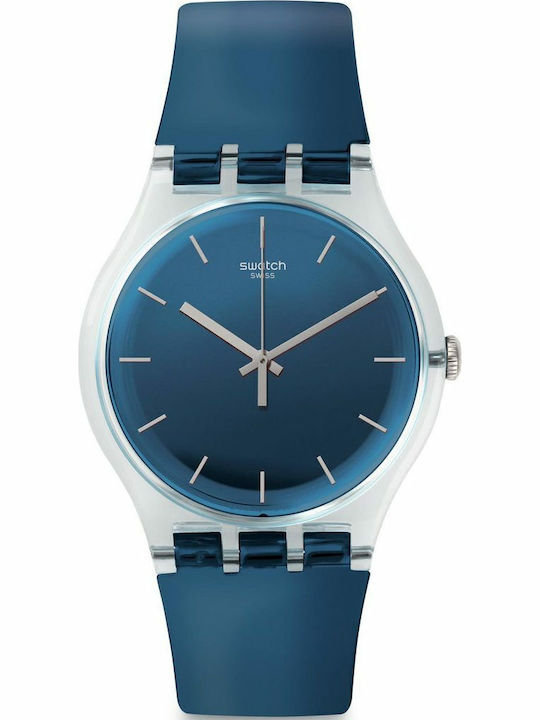 Swatch Encrier Men's Watch 41mm Battery with Blue Rubber Strap