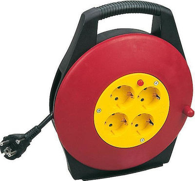 Eurolamp Cablu de prelungire Tip închis 4 locuri cu cablu de 15m Diametru 3x1.5mm² Roșie