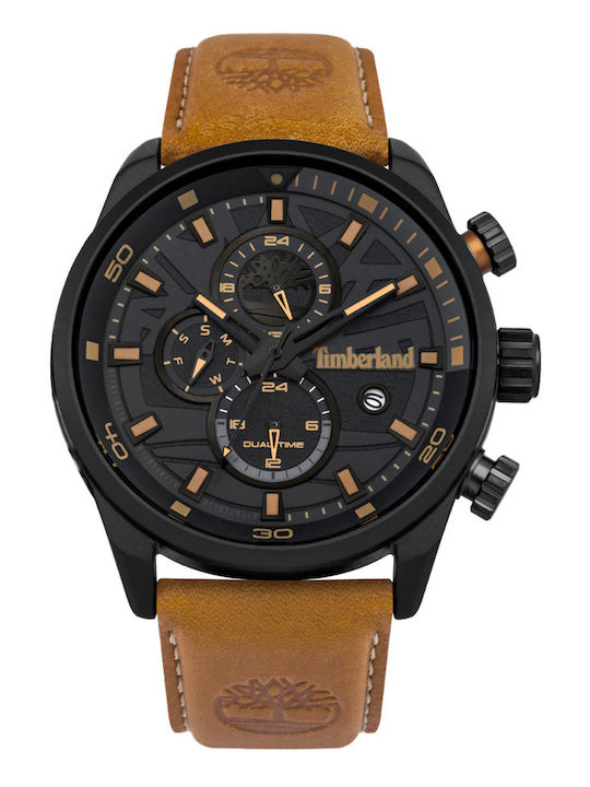 Timberland Henniker II Ανδρικό Ρολόι 46mm Χρονογράφος Μπαταρίας με Καφέ Δερμάτινο Λουράκι