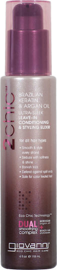Giovanni Brazilian Keratin & Argan Oil Ultra Sleek Leave-In Conditioner Αναδόμησης/Θρέψης για Όλους τους Τύπους Μαλλιών 118ml