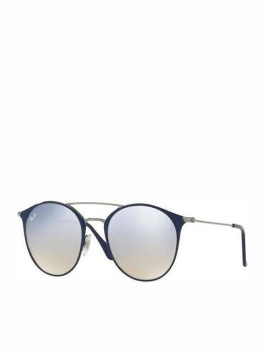 Ray Ban Двойна Мостова Унисекс Слънчеви Очила с Черна Метална Рамка и Сребърен Преливащ Огледален Стъклен Лещи RB3546 9010/9U