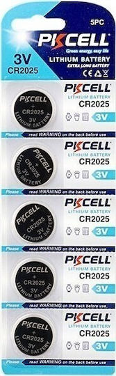 Pkcell Μπαταρίες Λιθίου Ρολογιών CR2025 3.0V 5τμχ