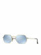 Ray Ban Octagonal Sonnenbrillen mit Gold Rahmen und Blau Spiegel Linse RB3556N 001/30