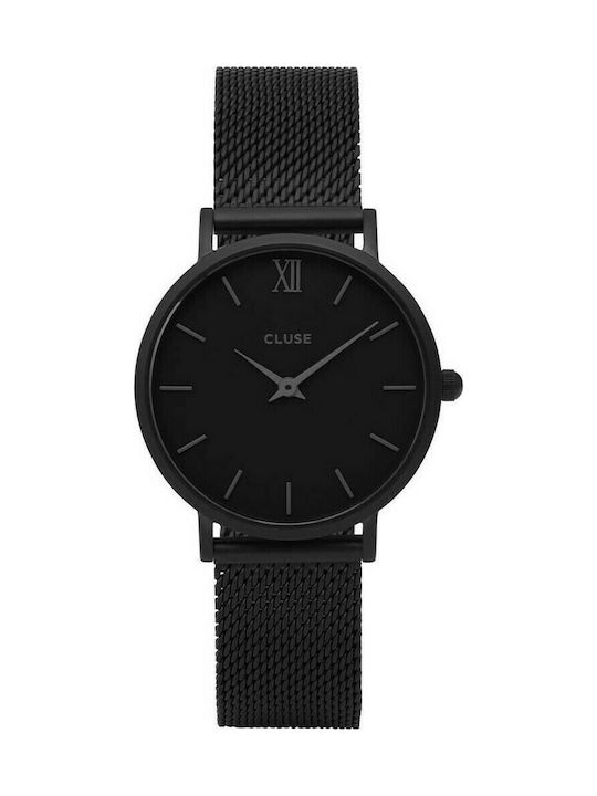 Cluse Minuit Mesh Watch with Black Metal Bracelet