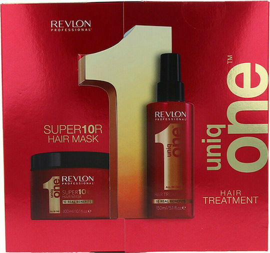 Revlon All In One Hair Treatment Комплект за Грижа за Коса за Изправяне за Суха Коса с Маска 2бр