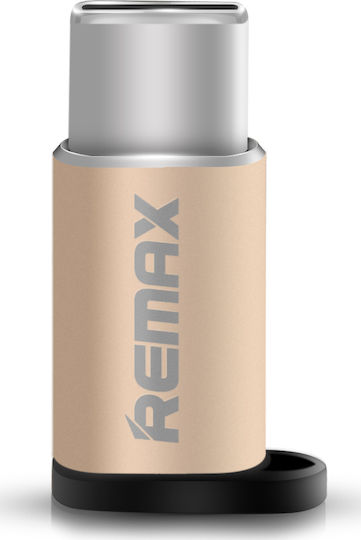 Remax RA-USB1 Μετατροπέας USB-C male σε micro USB female Gold Χρυσό 1τμχ