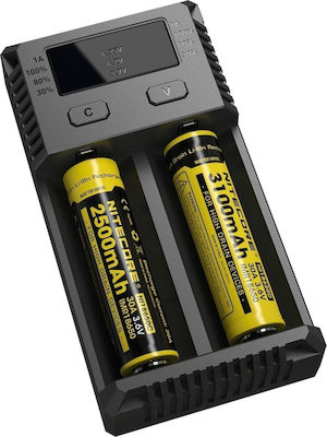 NiteCore IntelliCharger New i2 2 Μπαταριών Ni-MH/Li-ion Μεγέθους AA/AAA/D/18650/21700