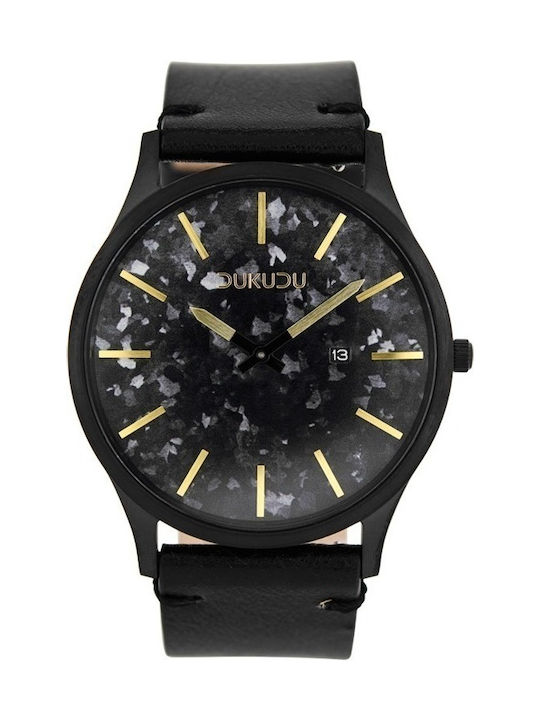 Dukudu Maurits Watch Battery with Black Leather Strap