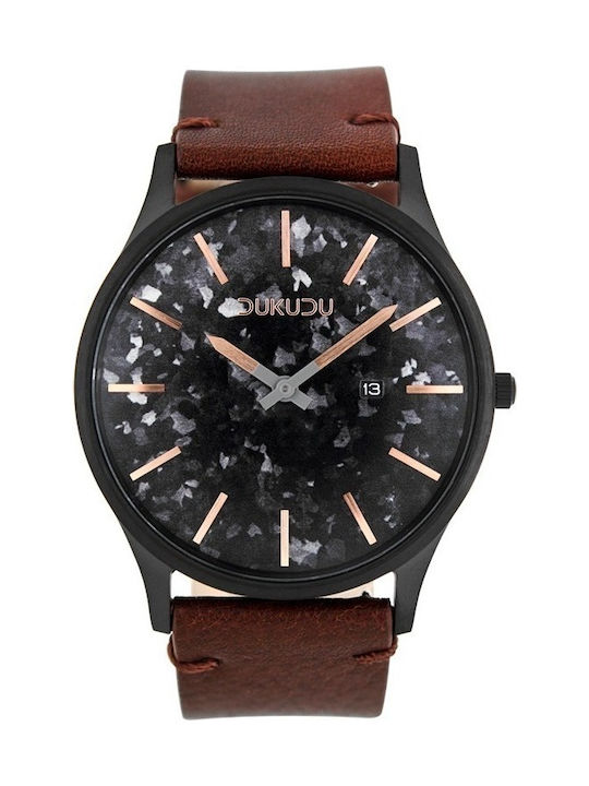 Dukudu Lars Watch Battery with Brown Leather Strap