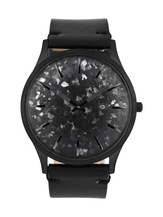 Dukudu Nils Watch Battery with Black Leather Strap