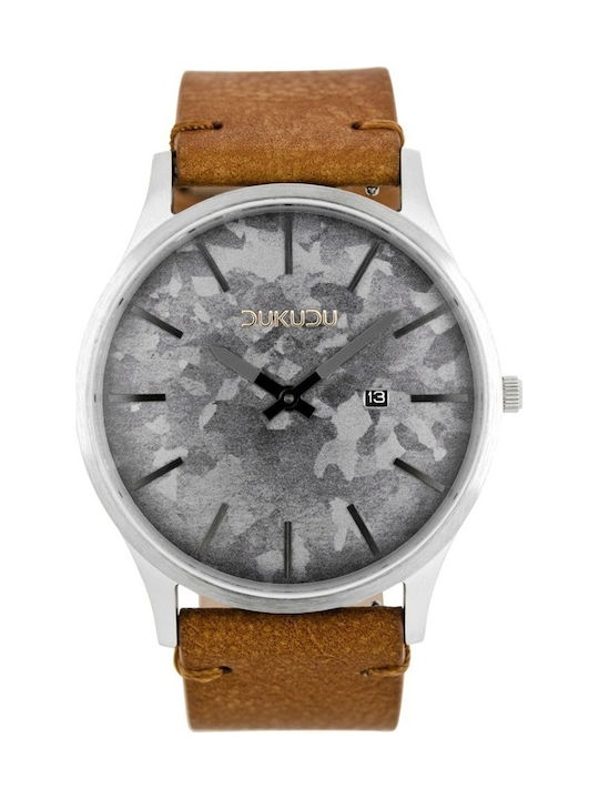 Dukudu Olaf Watch Battery with Brown Leather Strap