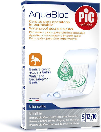 PiC Solution Aquabloc Waterproof & Sterilized Plasters 12x10cm 5pcs
