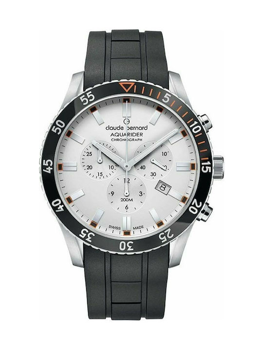 Claude Bernard Aquarider Uhr Chronograph Batterie mit Schwarz Kautschukarmband