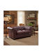 Canapea Chesterfield Cu Două Locuri Din Piele Naturală Roșie Antichizată 160x92x72cm E9574,24