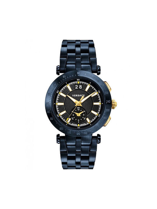 Versace V-Race Watch Chronograph Battery with Black Metal Bracelet