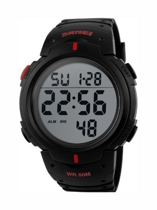 Skmei 1068 Ψηφιακό Ανδρικό Ρολόι 51mm Μπαταρίας με Καουτσούκ Λουράκι Black/Red