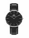 Daniel Wellington Sheffield Ανδρικό Ρολόι 40mm Μπαταρίας με Μαύρο Δερμάτινο Λουράκι