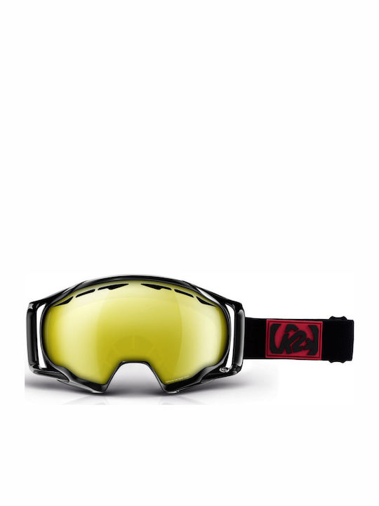 K2 Photokinetic Μάσκα Σκι & Snowboard Ενηλίκων Μαύρη με Φακό Καθρέπτη σε Κίτρινο Χρώμα