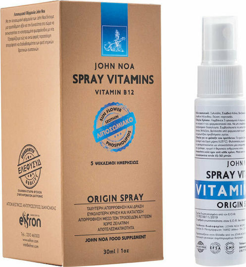 John Noa Origin Spray Vitamin B12 Βιταμίνη για την Υγεία του Νευρικού Συστήματος 1000mcg Πορτοκάλι 30ml