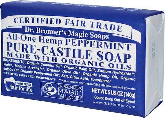 Dr Bronner's Pure-Castile Bar Soap All-One Hemp Peppermint with Olive Oil 140gr