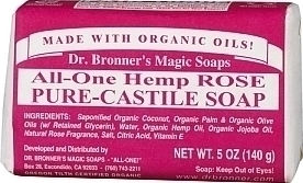 Dr Bronner's Pure-Castile Seifenriegel All-One Hanf Rose 140gr
