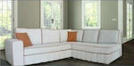 8005 Corner Fabric Sofa with Right Corner White 280x230cm