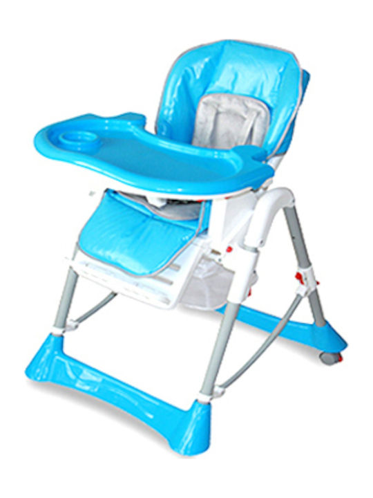 Miko Foldable Highchair with Metal Frame & Fabric Seat Blue