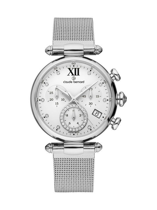 Claude Bernard Dress Code Watch Chronograph with Silver Metal Bracelet